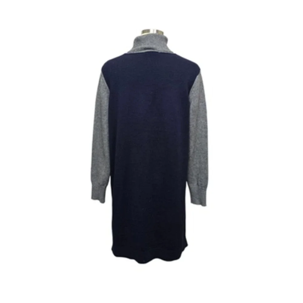 Boden Sweater‎ Dress Womens 12 Navy Gray Turtleneck Colorblock Wool Cashmere